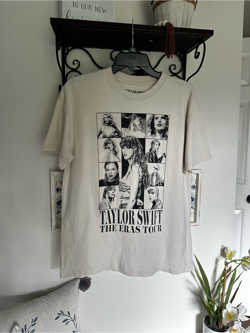 Taylor Swift Cream The Eras Tour Collage Graphic Concert Tee